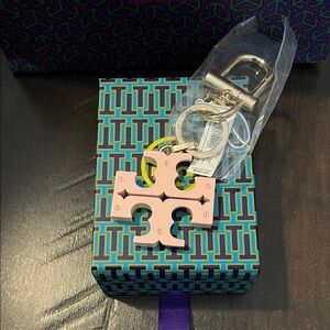 Tory Burch Blush Pink Logo Keychain
